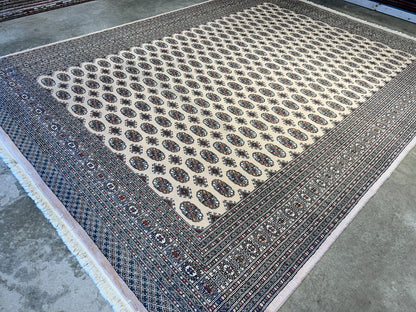 9'3"x12'6" Hand-Knotted 100% Wool Pile Bokhara Rug