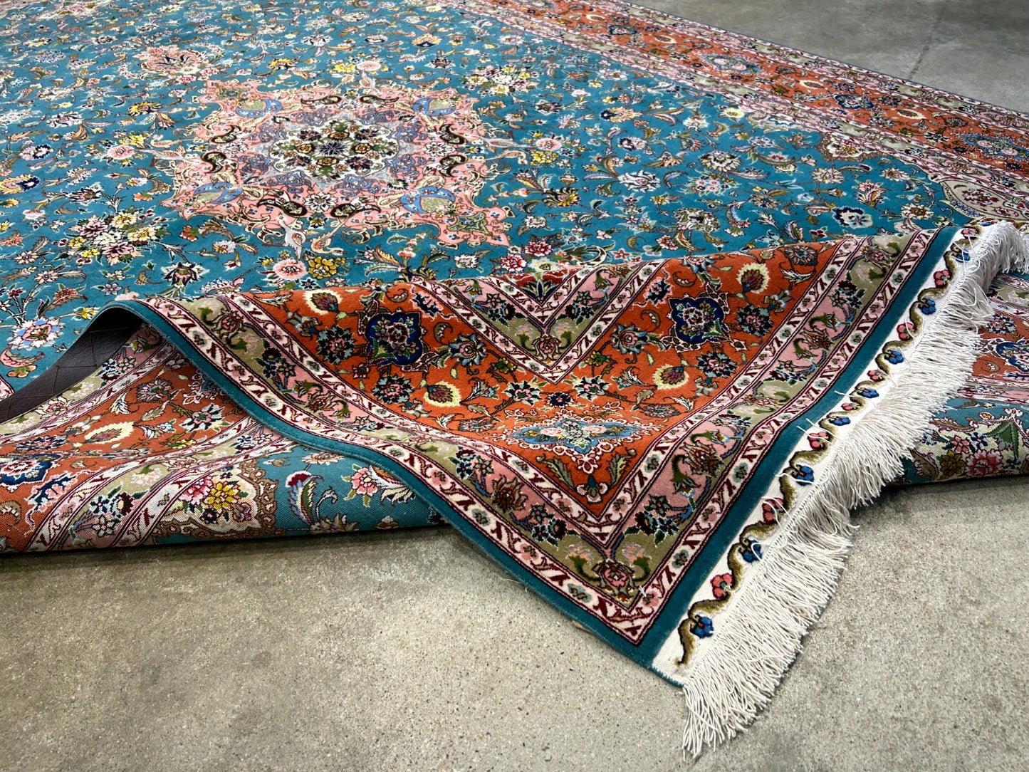 5'9"x9'5" Extra-Fine Hand-Knotted Wool & Silk Blend Tabrize Carpet - Area Rug