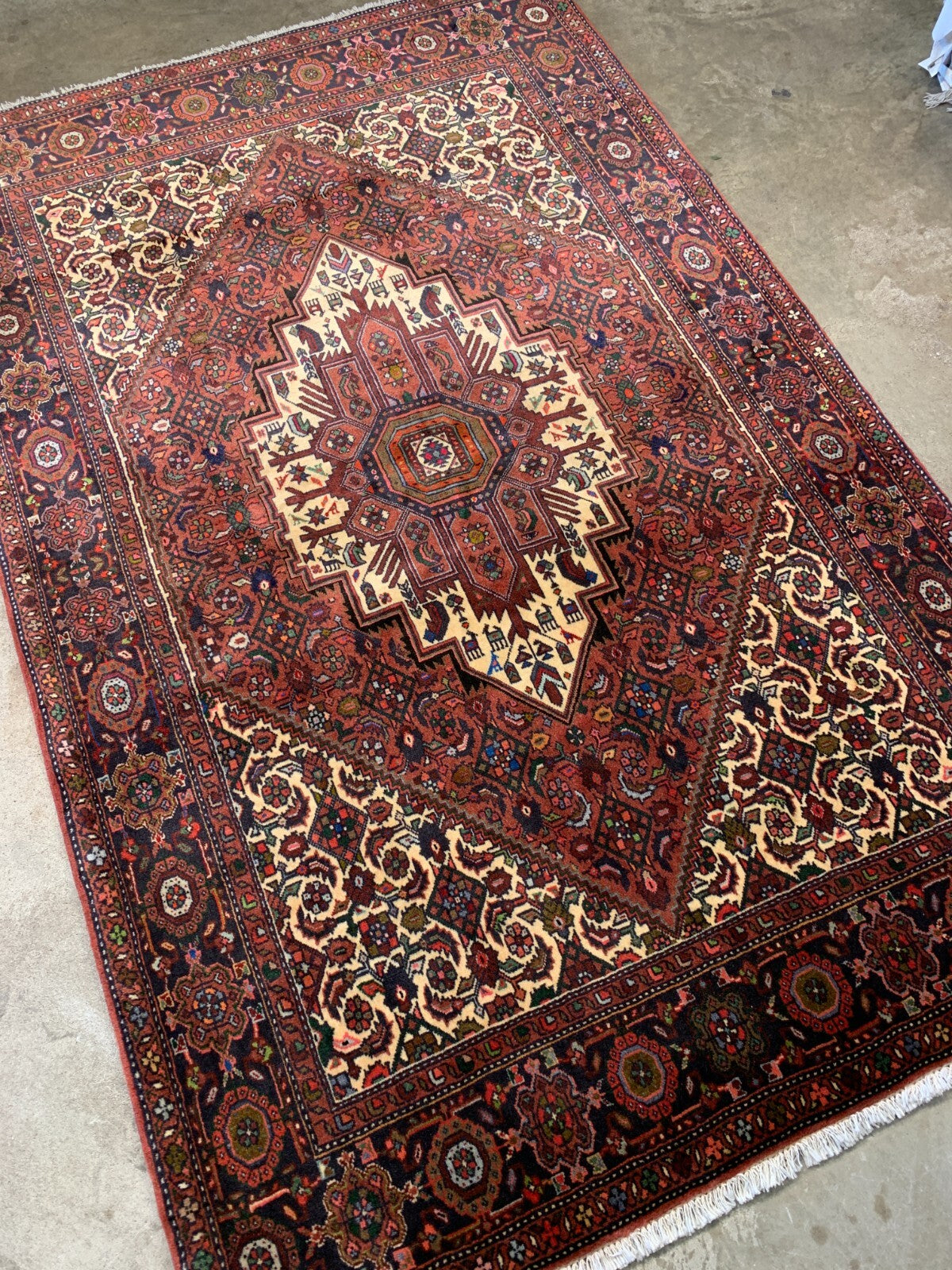 4'2"x6'6" Hand-Knotted 100% Wool Pile Bijare Gholtoghe Carpet - Area Rug