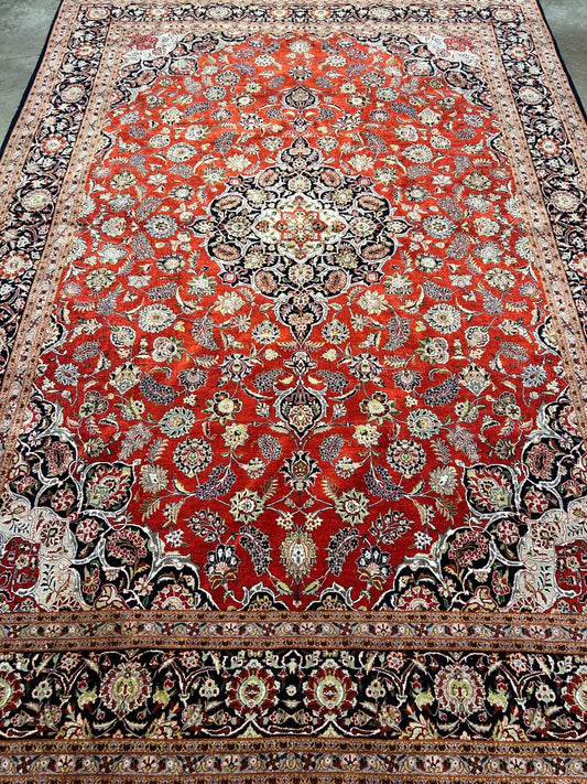 6'10"x9'9" Exquisite Hand-Knotted 100% Silk Kashane Rug