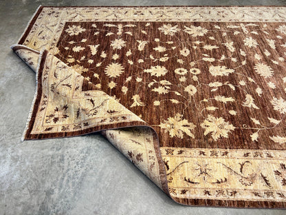6'7"x9'5" Hand-Knotted 100% Wool Pile Pishawar Oushak Carpet - Area Rug