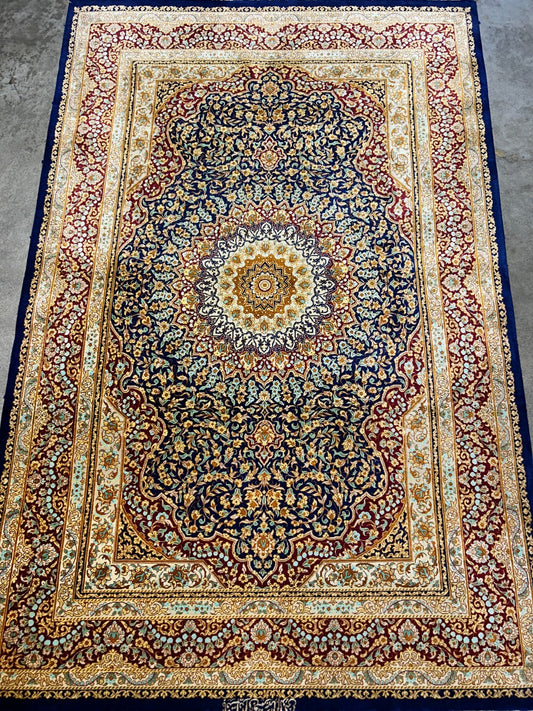 3'3"x5' Exquisite Extra-Fine Hand-Knotted 100% Silk Qume Area Rug - Carpet