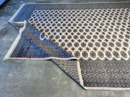 9'3"x12'6" Hand-Knotted 100% Wool Pile Bokhara Rug