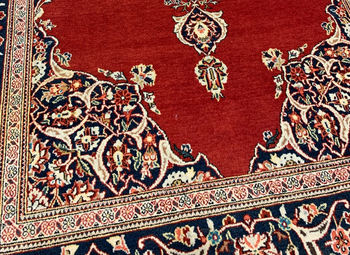 Collector Item - 4'7"x6'9" Antique Hand-Knotted Fine Wool Pile Kashane Rug