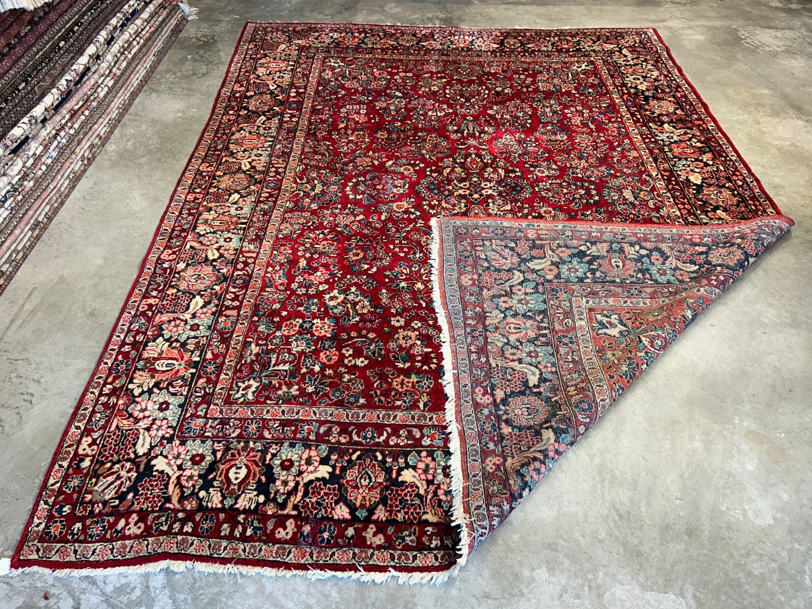 8'10"x12'2" Antique Fine Lamb Wool Sarouke Rug Hand-knotted Carpet