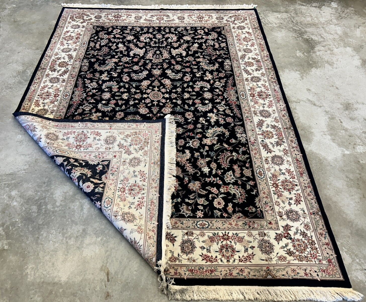 9'x12' Hand-Knotted Wool & Silk Pile Sinopersian Carpet - Area Rug