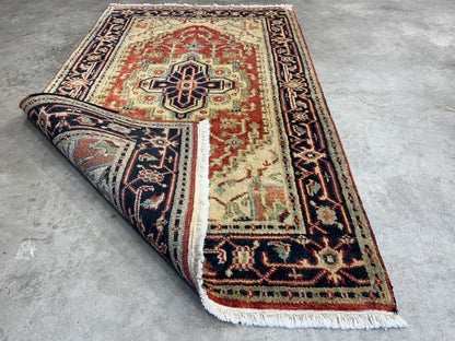 3’x5’ Hand-Knotted 100% Wool Indoserapi Area Rug - Carpet