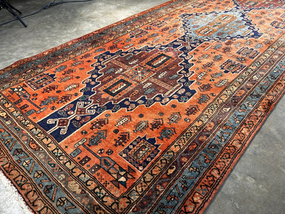 4'8" x 11'0" Hand-Knotted 100% Wool Pile Hamadane Area Rug - Carpet