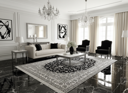  8'3"x11'10'' Very Fine Silk & Wool Habibian Naine Area Rug - Area Carpet