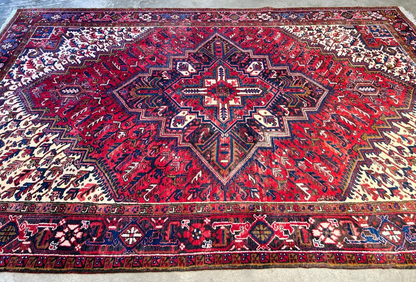7'9"x11'2" Hand-Knotted 100% Wool Pile Herize Rug