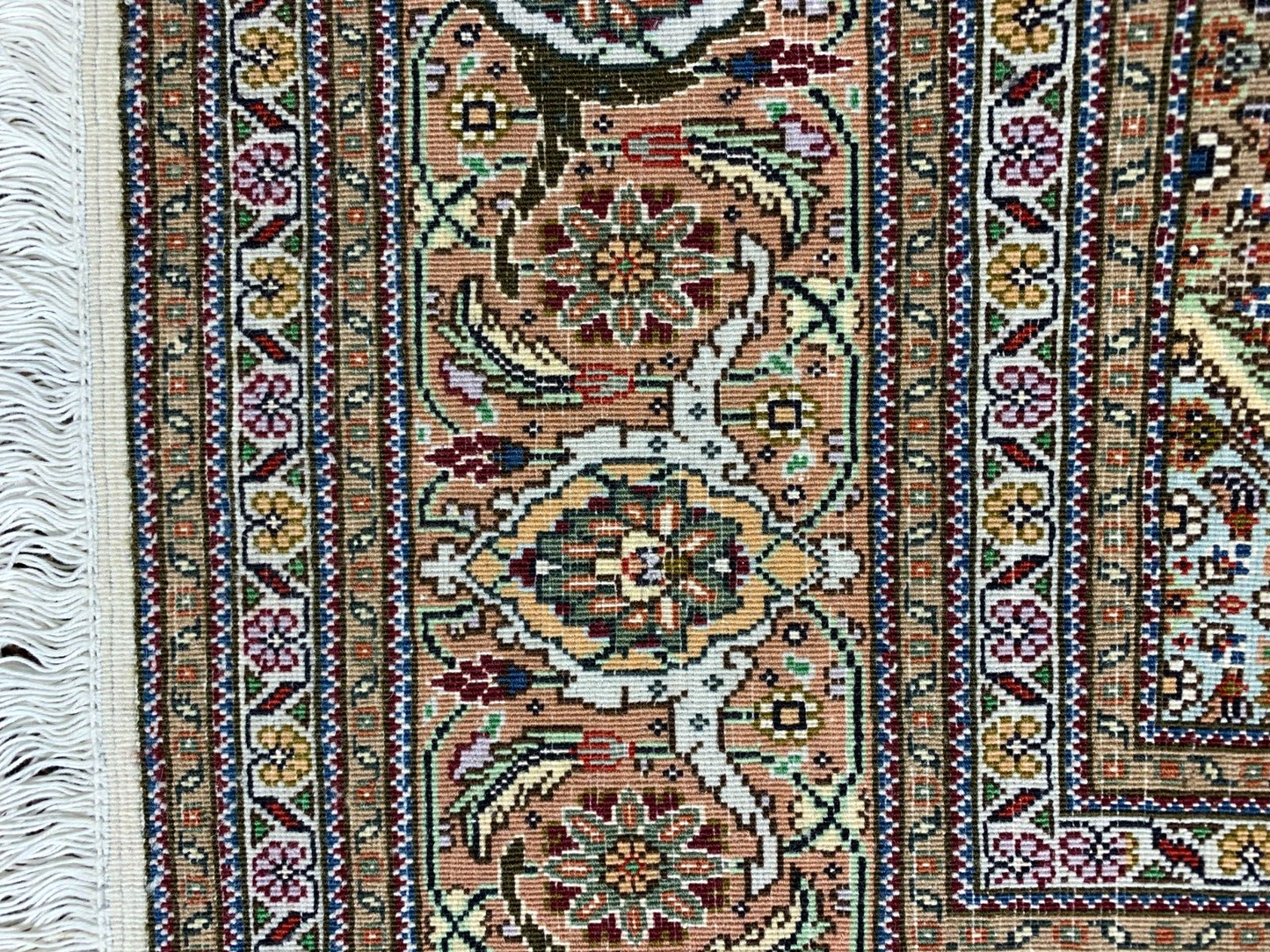 5'x6'4" Fine Hand-Knotted Wool & Silk Blend Tabrize Mahi Carpet - Area Rug