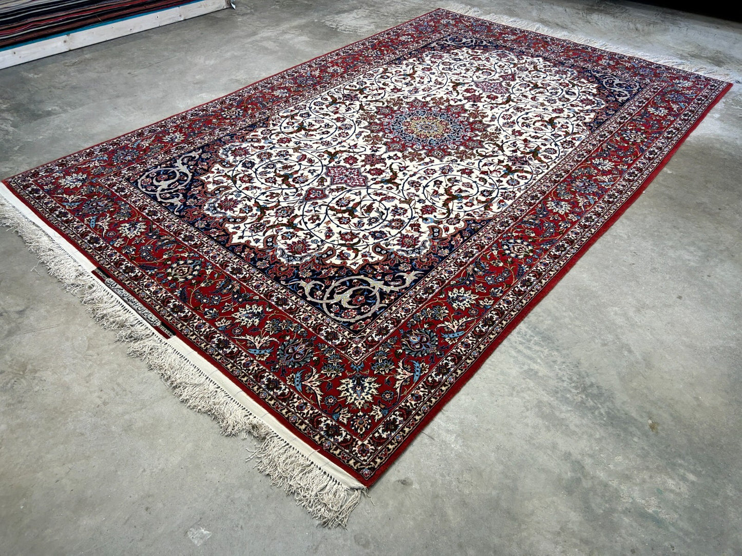 6'6"x10'2" Extra-Fine Hand-Knotted Wool & Silk  Isfahane Seirafian Rug - Signed