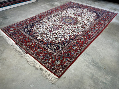 6'6"x10'2" Extra-Fine Hand-Knotted Wool & Silk  Isfahane Seirafian Rug - Signed