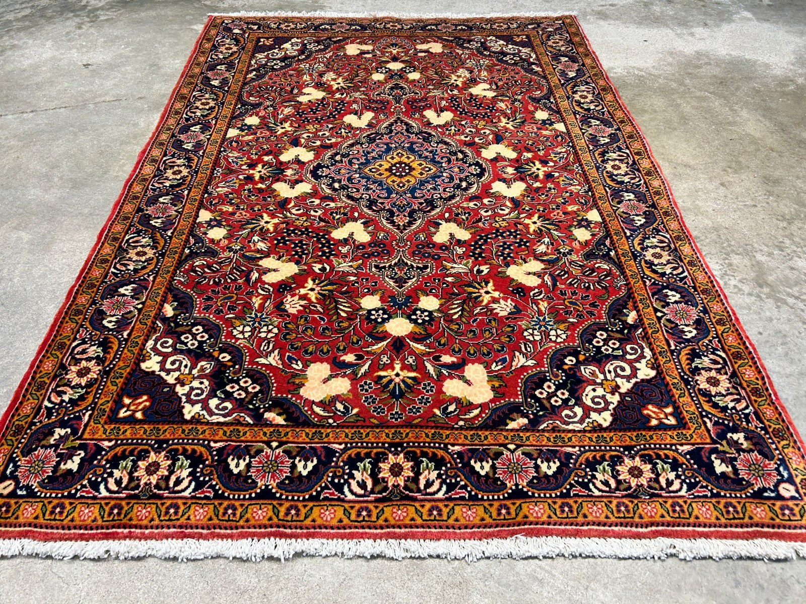 Rare Antique _ 3'4"x4'9" Hand-Knotted 100% Wool Pile Sarouke Josan Area Rug