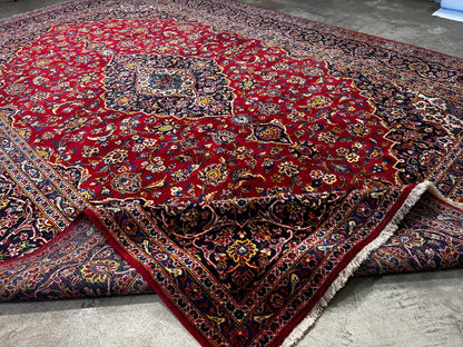 8'4"x12' Hand-Knotted 100% Wool Pile Kashane Area Rug - Signed