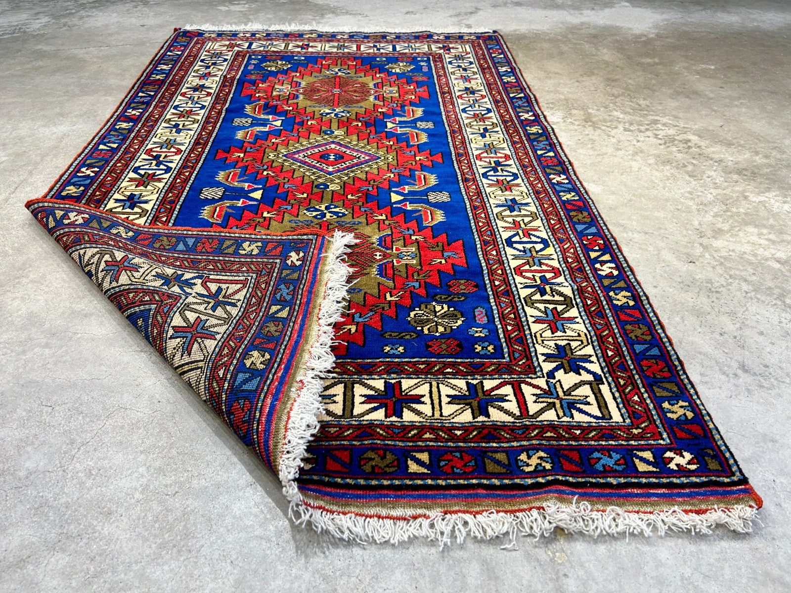3'6"x5'9" Hand-Knotted 100% Wool Pile Yalamehe Rug