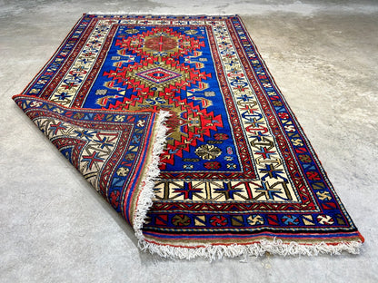 3'6"x5'9" Hand-Knotted 100% Wool Pile Yalamehe Rug