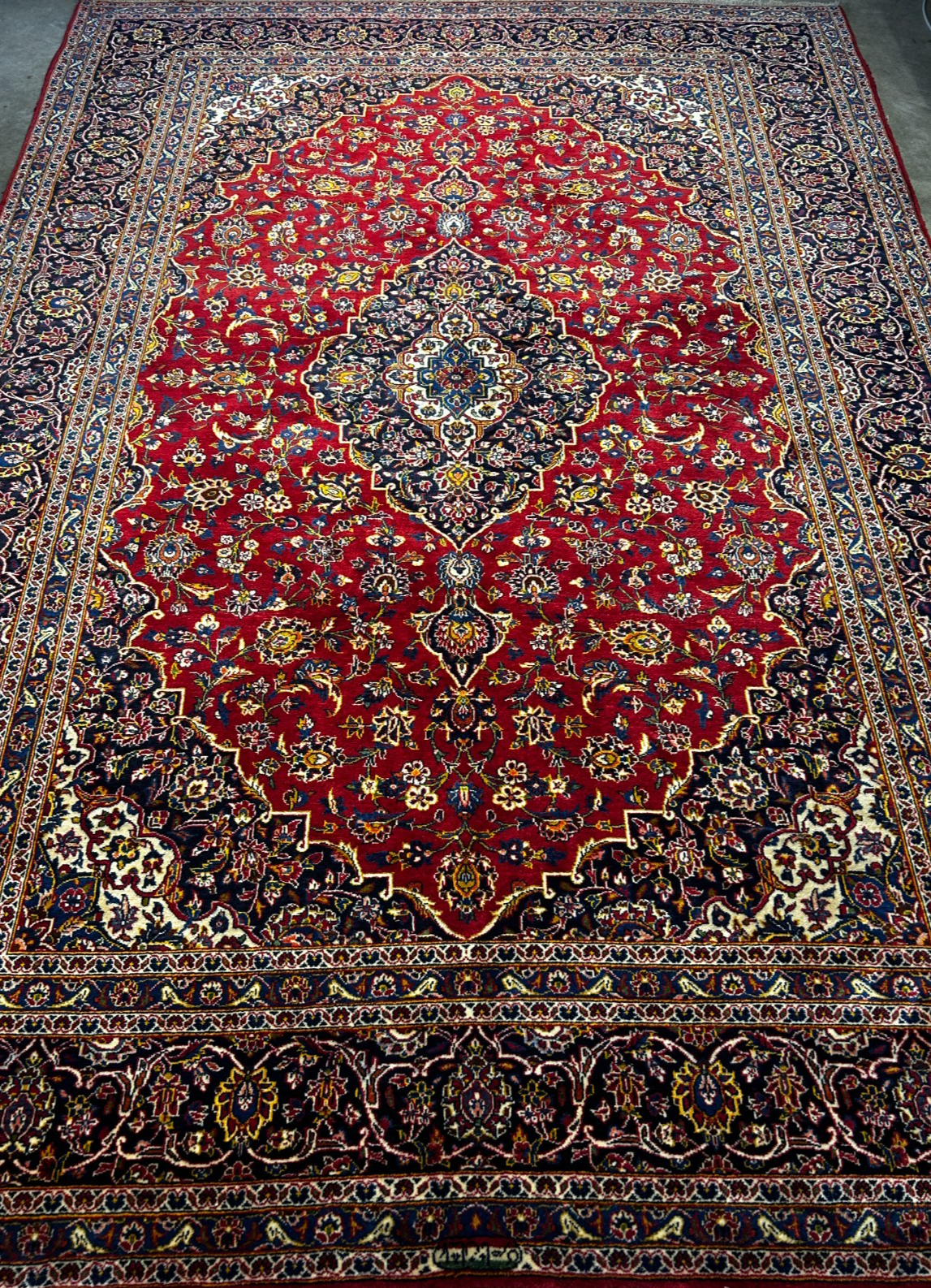 8'4"x12' Hand-Knotted 100% Wool Pile Kashane Area Rug - Signed
