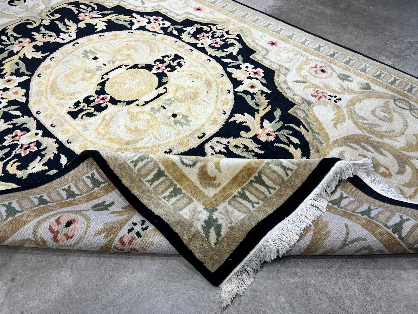 6'1"x9'2" Hand-Knotted 100% Wool Pile Aubusson Carpet - Area Rug