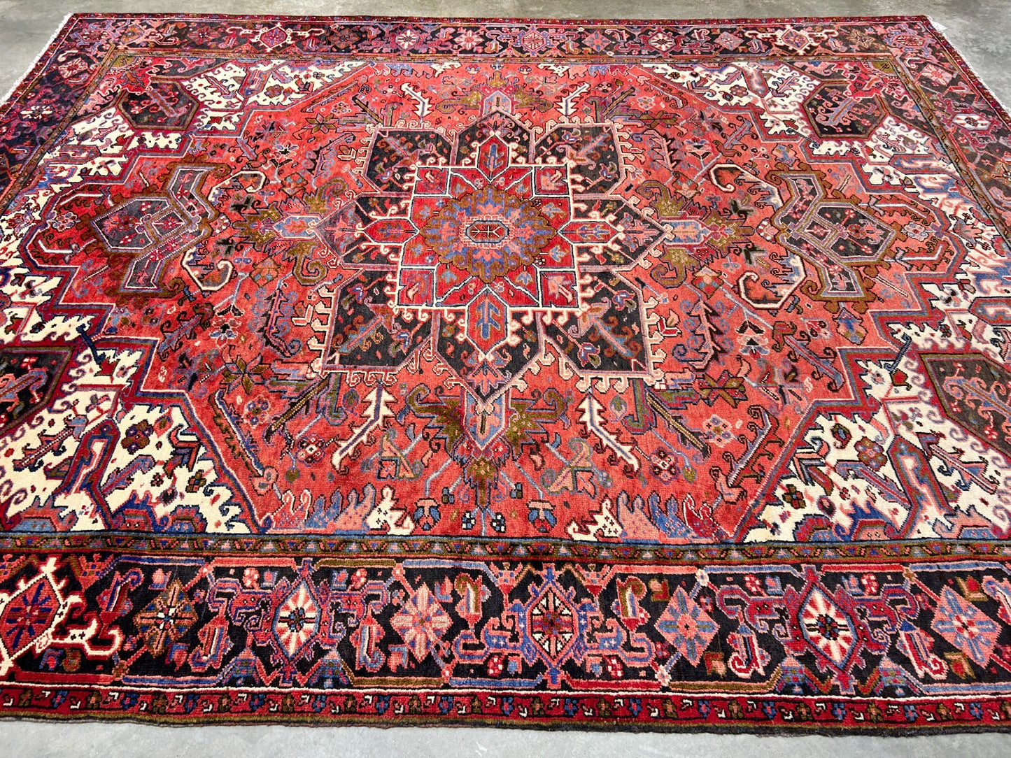 8'9"x11'4" Hand-Knotted 100% Wool Pile Herize Rug