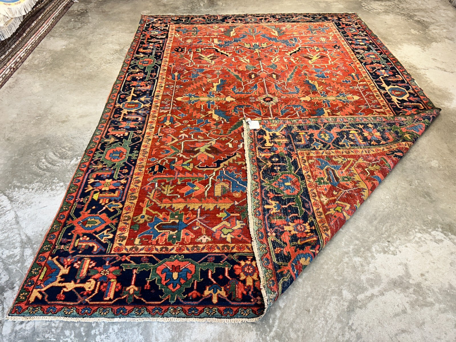 Collector Item - 9'x12'4" Antique Fine Wool Herize Serapy Hand-Knotted Rug