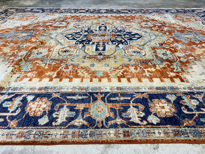 9'x12' Hand-Knotted 100% Lamb Wool Serapie Design Carpet - Area Rug