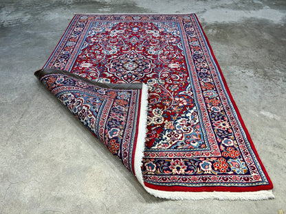 3'5"x5'2" Hand-Knotted 100% Wool Pile Sarouke Rug