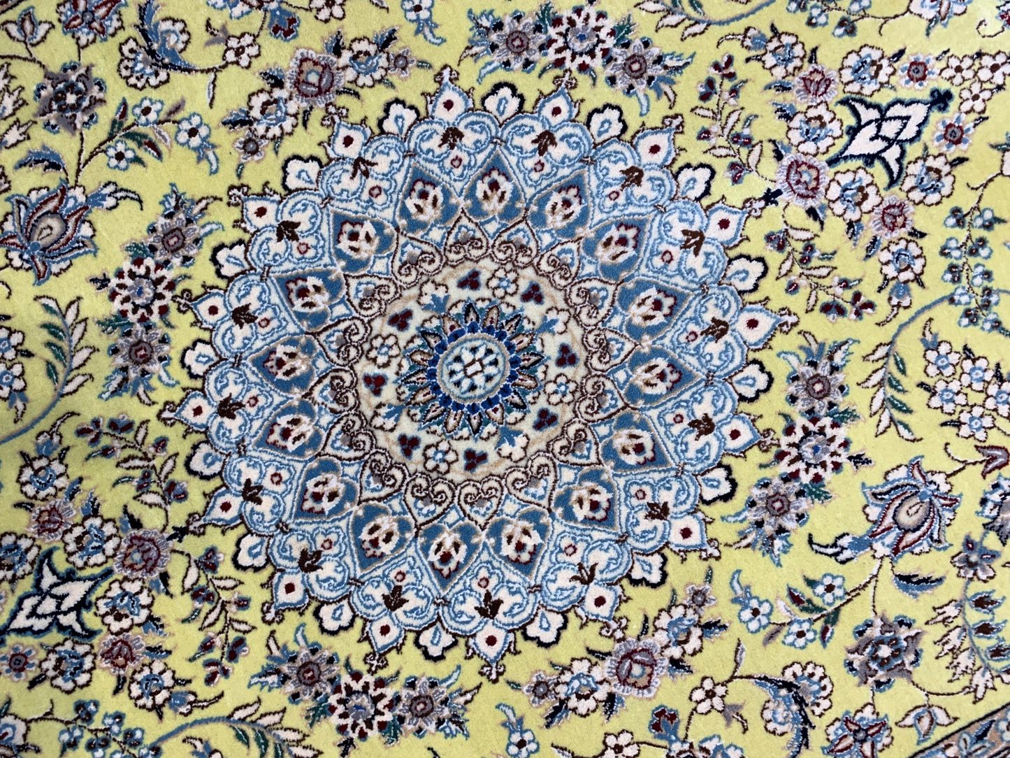 3'5"x5'10''  Very Fine Hand-Knotted Silk & Wool Naine Area Rug - Carpet