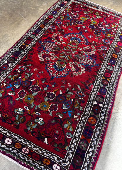 4'6" x 8' Hand-Knotted 100% Wool Hamadane Area Rug