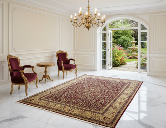9'x12' Hand-Knotted 100% Lamb Wool Pile Persiane Design Carpet - Area Rug