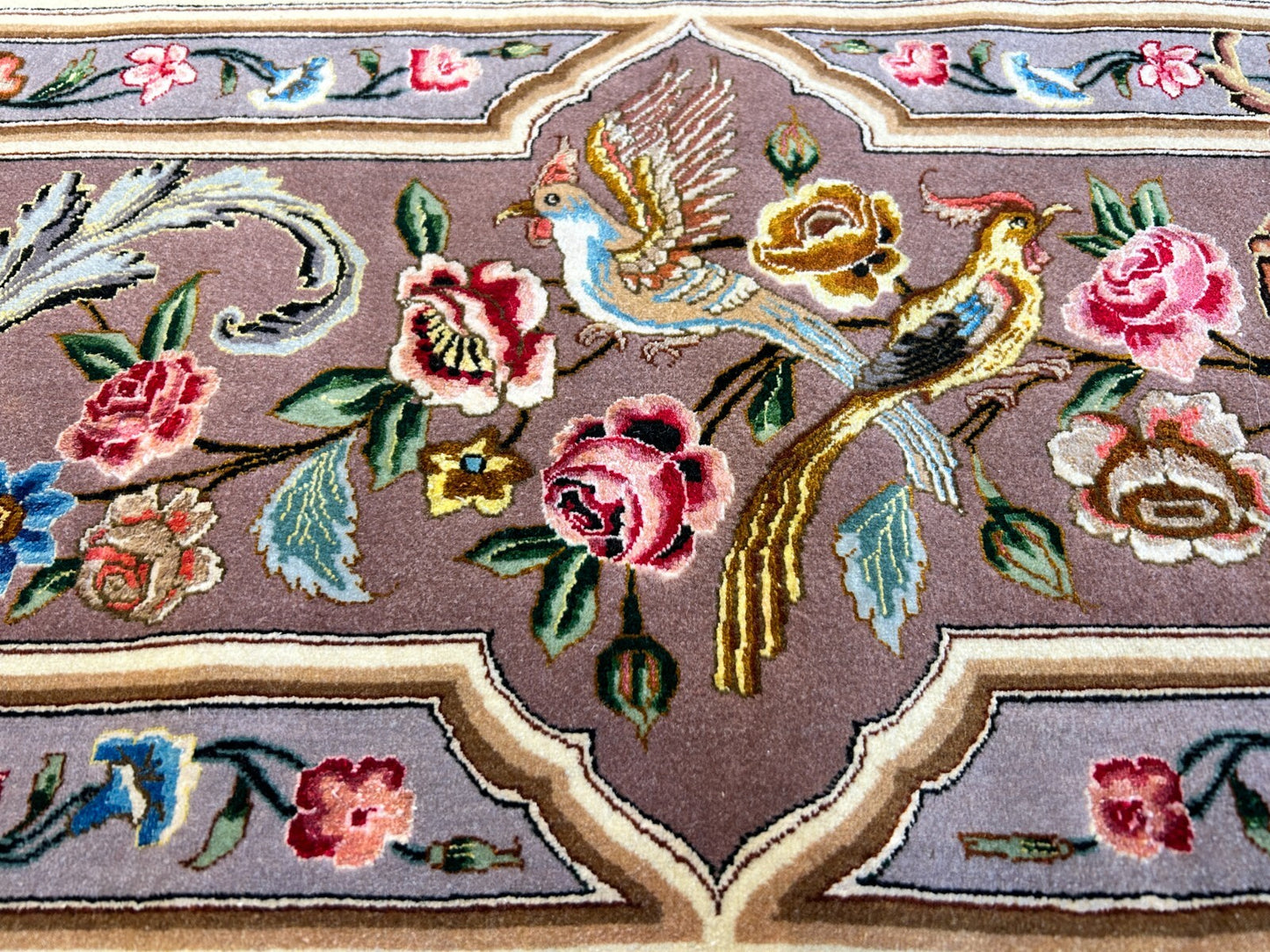 6'9"x9'10" Extra-Fine Hand-Knotted Wool & Silk Blend Tabrize Carpet - Area Rug