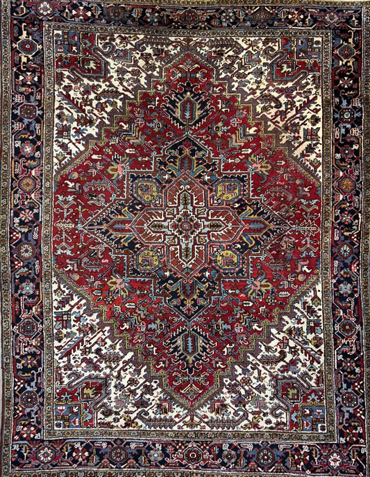 8'2"x10'8" Vintage Hand-Knotted 100% Wool Pile Herize Area Rug - Carpet