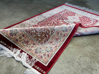 2'8"x4'1" Hand-Knotted 100% Silk Persiane Style Prayer Rug