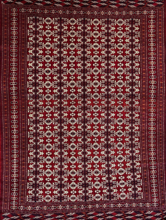 7’7”x10’ Hand-Knotted 100% Wool Pile Bokhara Area Rug - Carpet