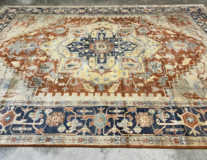9'x12' Hand-Knotted 100% Lamb Wool Serapie Design Carpet - Area Rug