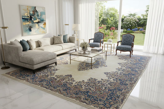 10'11"x14'9" Hand-Knotted 100% Wool Pile Kermane Area Rug - Carpet