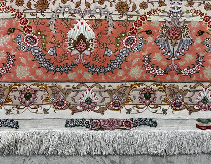 8'3"x11'6" Very Fine Hand-Knotted Wool & Silk Tabrize Area Rug - Signed