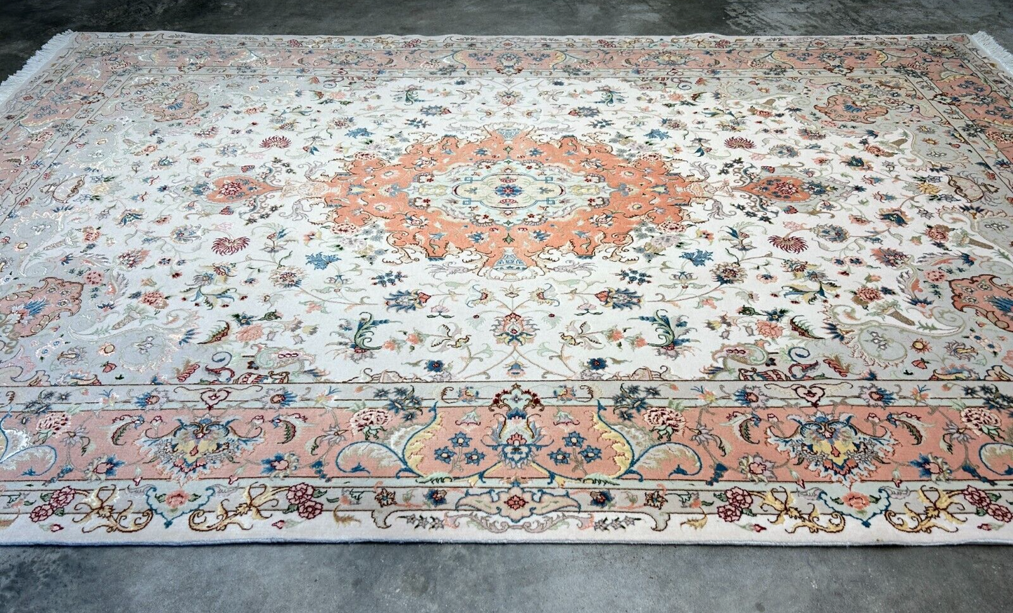 6'7"x9'10" Extra-Fine Hand-Knotted Wool & Silk Blend Tabrize Carpet - Area Rug