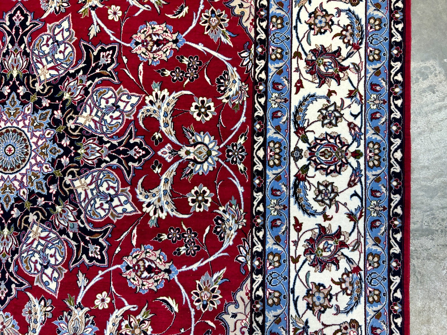 6'7"x9'10" Fine Hand-Knotted Wool & Silk Blend Isfahane Area Rug - Signed