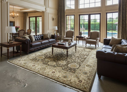 9'x12' Hand-Knotted 100% Wool Pile Agra Rug