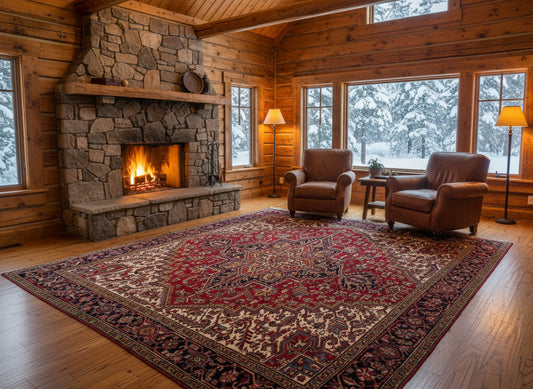 8'2"x10'8" Vintage Hand-Knotted 100% Wool Pile Herize Area Rug - Carpet