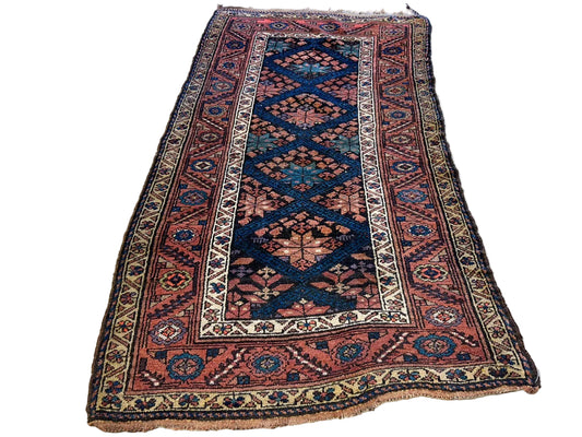 3'4"x6'6" Antique Hand-Knotted 100% Wool Pile Kordish Area Rug - Carpet