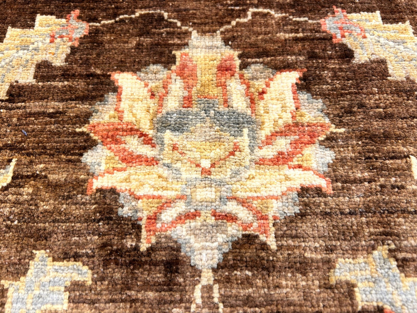 6'3"x9'7" Hand-Knotted 100% Wool Pile Peshawar Carpet - Area Rug