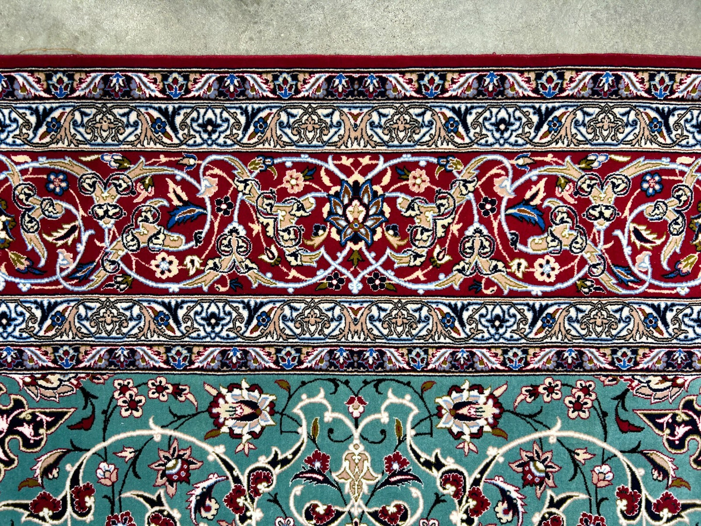 6'9"x10' Extra-Fine Hand-Knotted Wool & Silk Blend Isfahane Area Rug - Signed