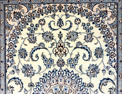 3'3"x4'11'' Very Fine Hand-Knotted Silk & Wool Naine Area Rug - Carpet