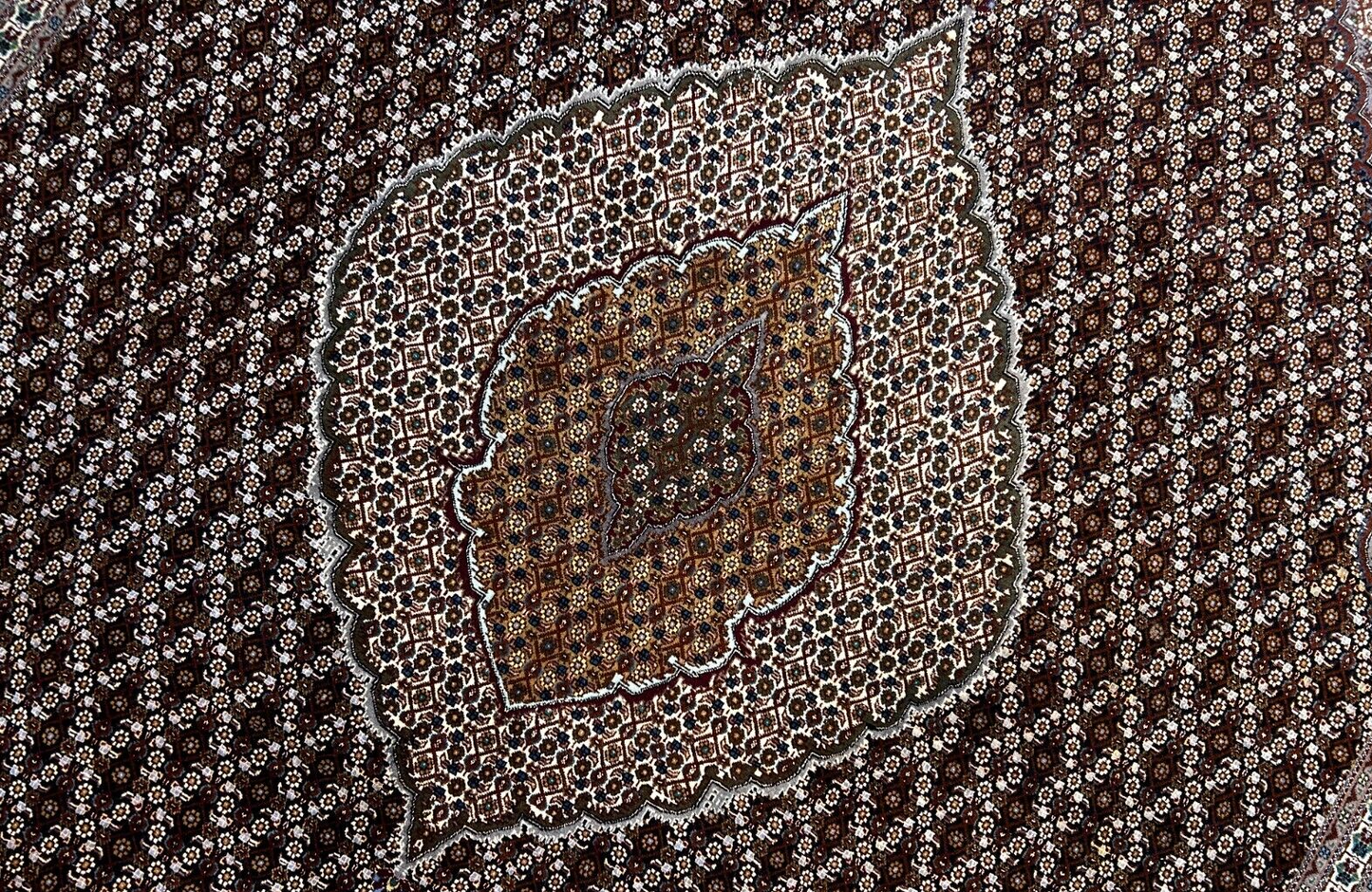 8'4"x11'3" Fine Hand-Knotted Wool & Silk Oriental Rug - Area Carpet