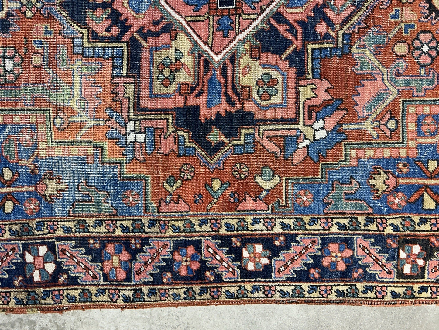 Collector Item- 5’x6’10” Antique Hand-Knotted 100% Wool Pile Serapie Area Rug