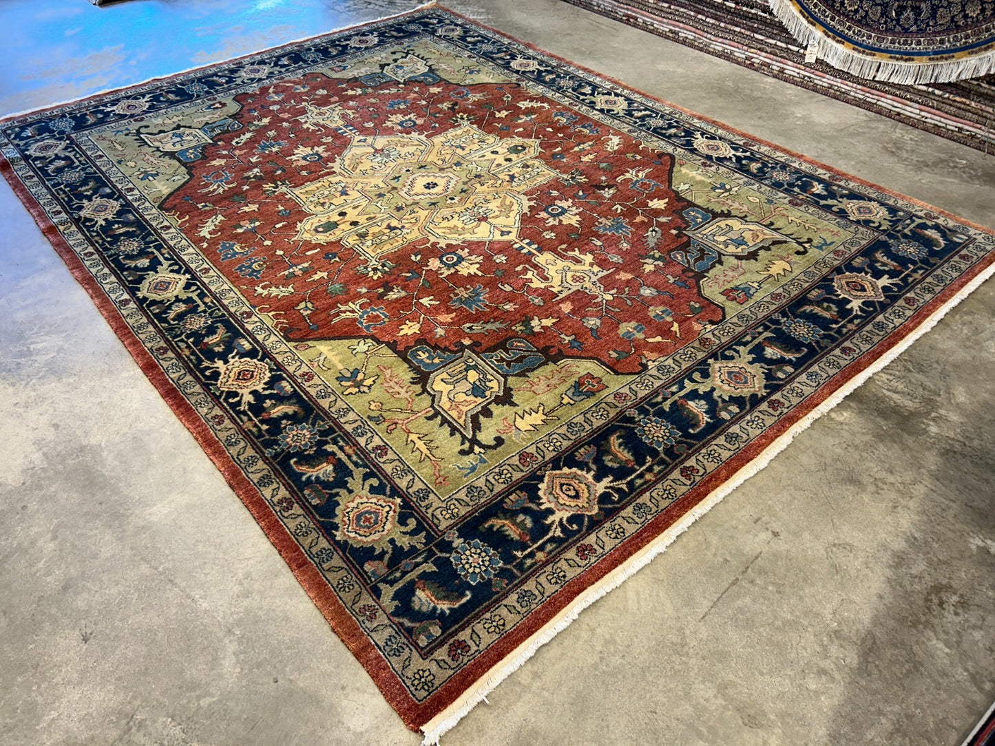 7'3"x10'3" Fine Hand-Knotted 100% Wool Pile IndoHeriz Rug