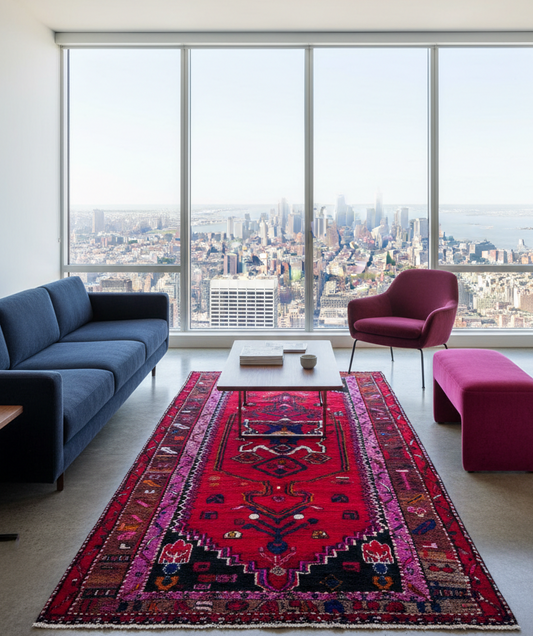 4'5" x 8'10'' Hand-Knotted 100% Lamb Wool Mousele Area Rug - Carpet