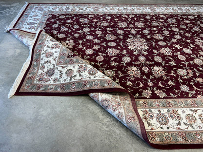 9'x12' Hand-Knotted Wool & Silk Pile SinoPersian Rug